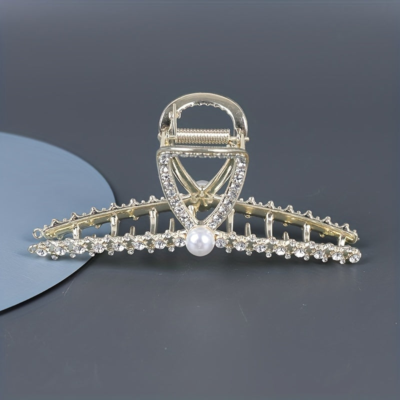 2pcs Faux Pearl Rhinestone Hair Clips for Girls