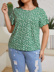 Ditsy Floral Print Butterfly Sleeve Blouse