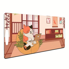 Kawaii Japanese Cat Large Mouse Pad Extended Keyboard Mouse Pad Non Slip Base