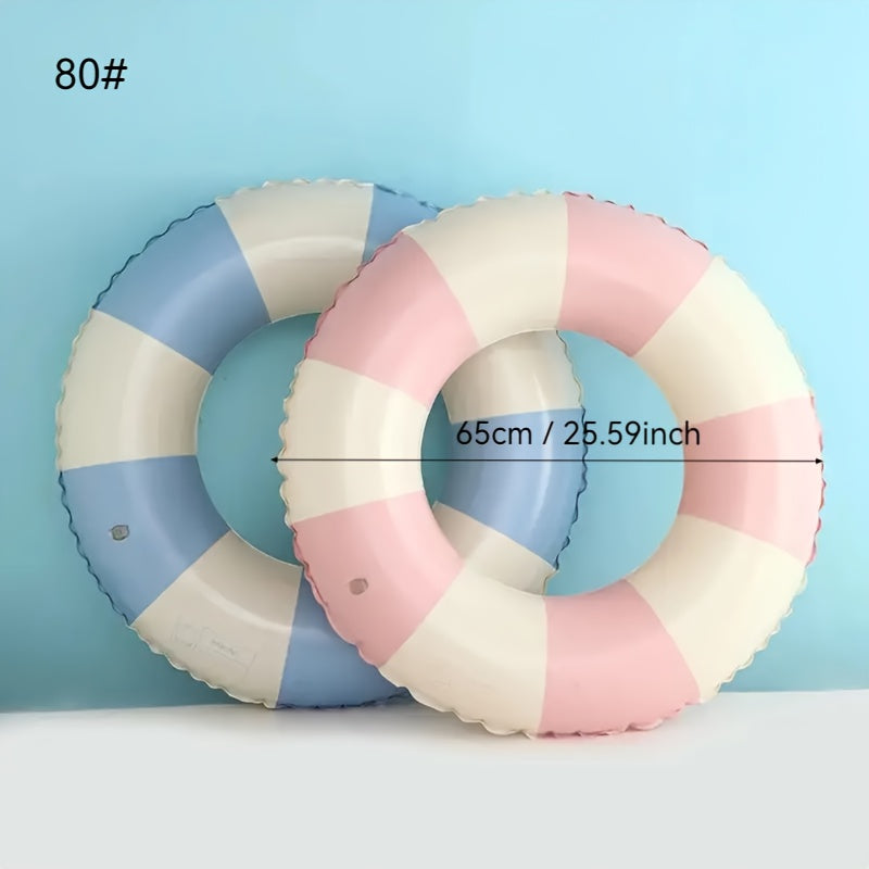 2pcs Durable Pink & Retro Striped Swim Rings Extra Thick Pool Floats
