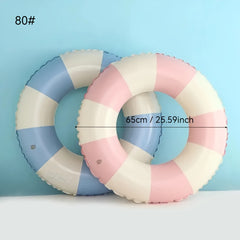 2pcs Durable Pink & Retro Striped Swim Rings Extra Thick Pool Floats
