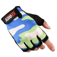 Breathable Half Finger Camo Cycling Gloves w/ Silicone Grip for Men Women