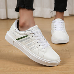 Retro Letter & Stripes Faux Leather Skate Shoes