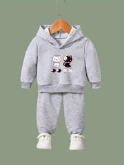 Yinyang Kitty Print 2pcs Girls Outfits For Sports