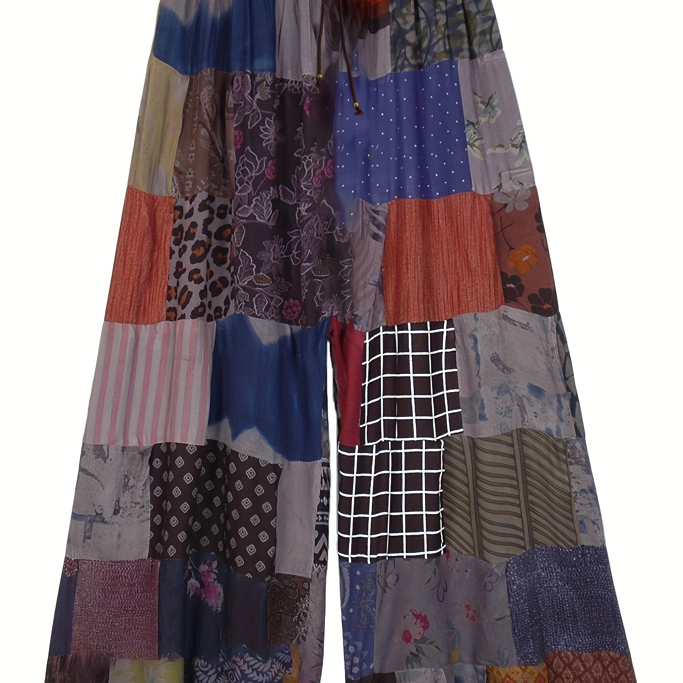 Hippie Patchwork Wide Leg Pants for Women