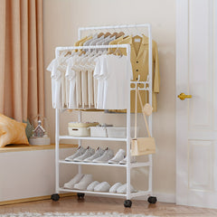 3 Layer Clothes Rack Floor Stand Hat Rack Shoe Hat Rack Movable Bag Storage Rack