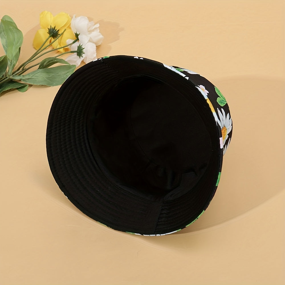 Daisy Print Sunshade Bucket Hat for Men and Women