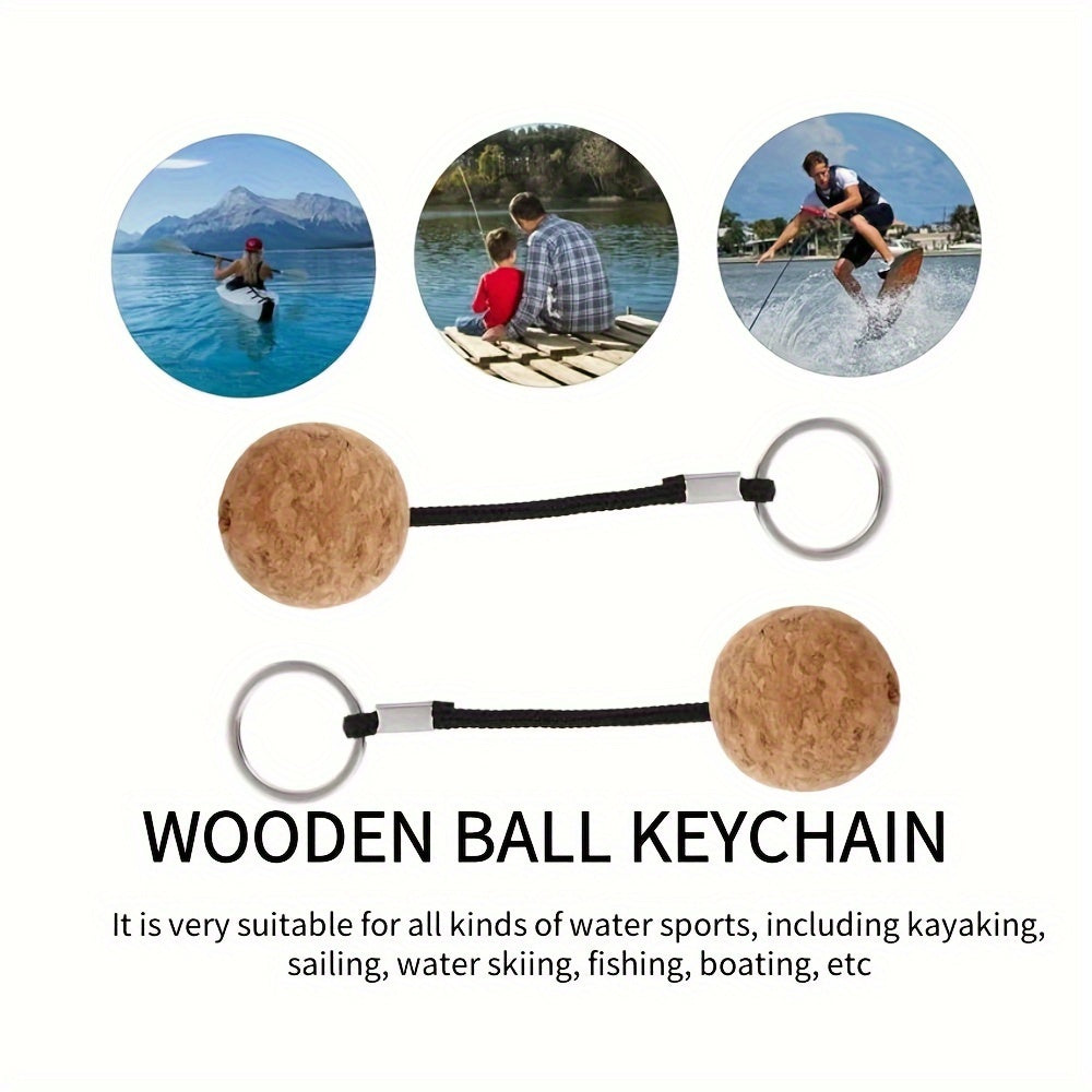 2pcs Floating Cork Ball Keyring Keychain Outdoor Water Sports Accessory