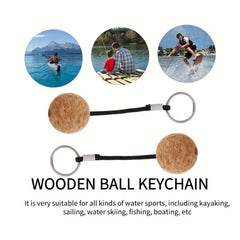 2pcs Floating Cork Ball Keyring Keychain Outdoor Water Sports Accessory