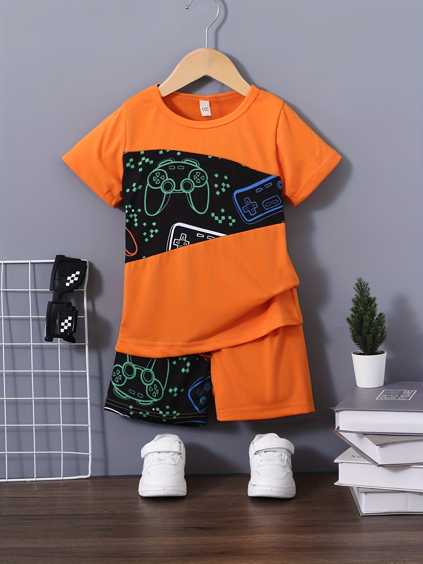 Boys Gamepad Casual T-shirt & Shorts Set for Summer