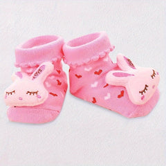 Striped Plush Doll Decor Floor Socks for Baby Boys and Girls