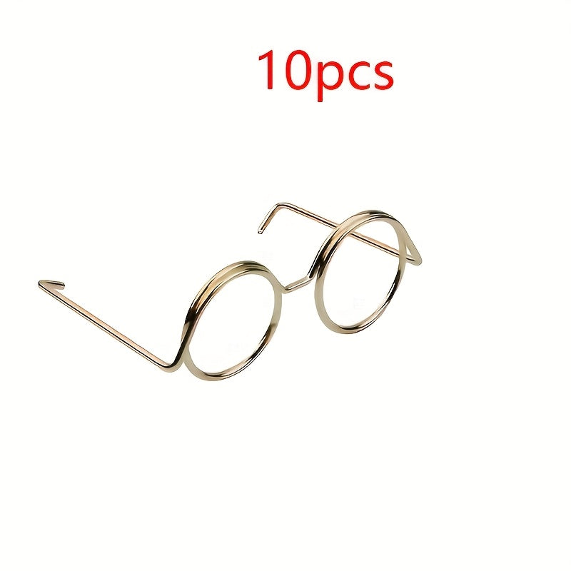 10pcs Iron Doll Eyeglasses Round Frame Accessory Set