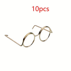 10pcs Iron Doll Eyeglasses Round Frame Accessory Set