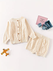 Baby Twisted Knit Sweater Set Long Sleeve Top Shorts 2pcs Set