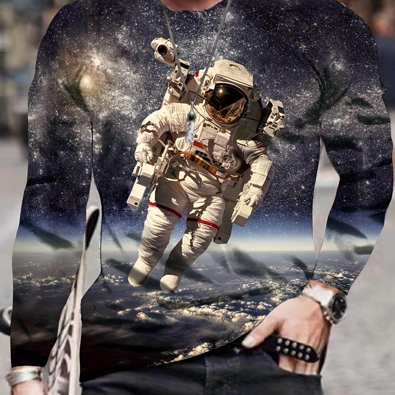 Astronaut 3D Print Men's Graphic Sweatshirt Autumn Winter