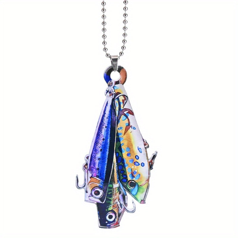 3 Colors Fish Hook Fish Keychain Bag Pendant Car Rearview Mirror Pendant