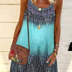 Floral Print Cami Dress Ethnic Style Sleeveless Dress For Spring & Summer