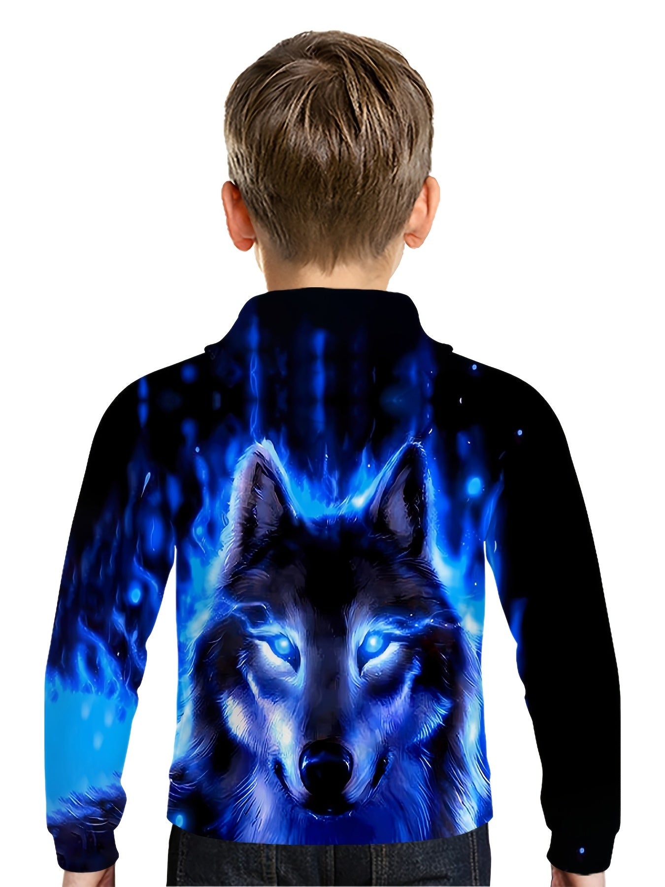 Wolf 3D Print Hoodie Kids Street Sports Casual Halloween Party Wear