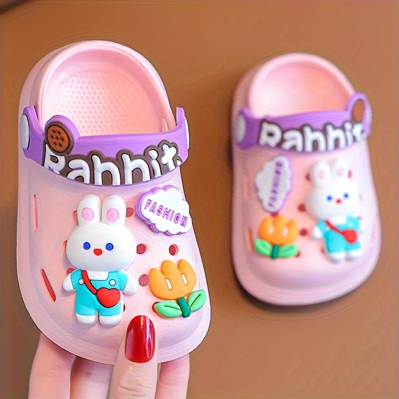 Breathable Clogs with Cartoon Charms for Baby Girls