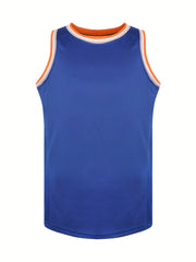Men's Solid Basketball Jersey Active Breathable Sleeveless Shirt