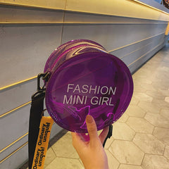 Girls Plastic Laser Round Bag Lightweight Shoulder Crossbody Bag