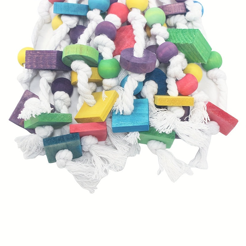 Colorful Parrot Toys Bead Strings Climbing & Hanging Chew Toy With Bell