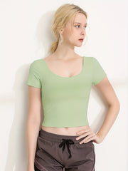 Sporty Tee with Chest Pads Short Sleeves