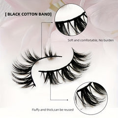 3D Faux Mink Lashes Soft Wispy Fluffy False Eyelashes Curly 3 Pairs