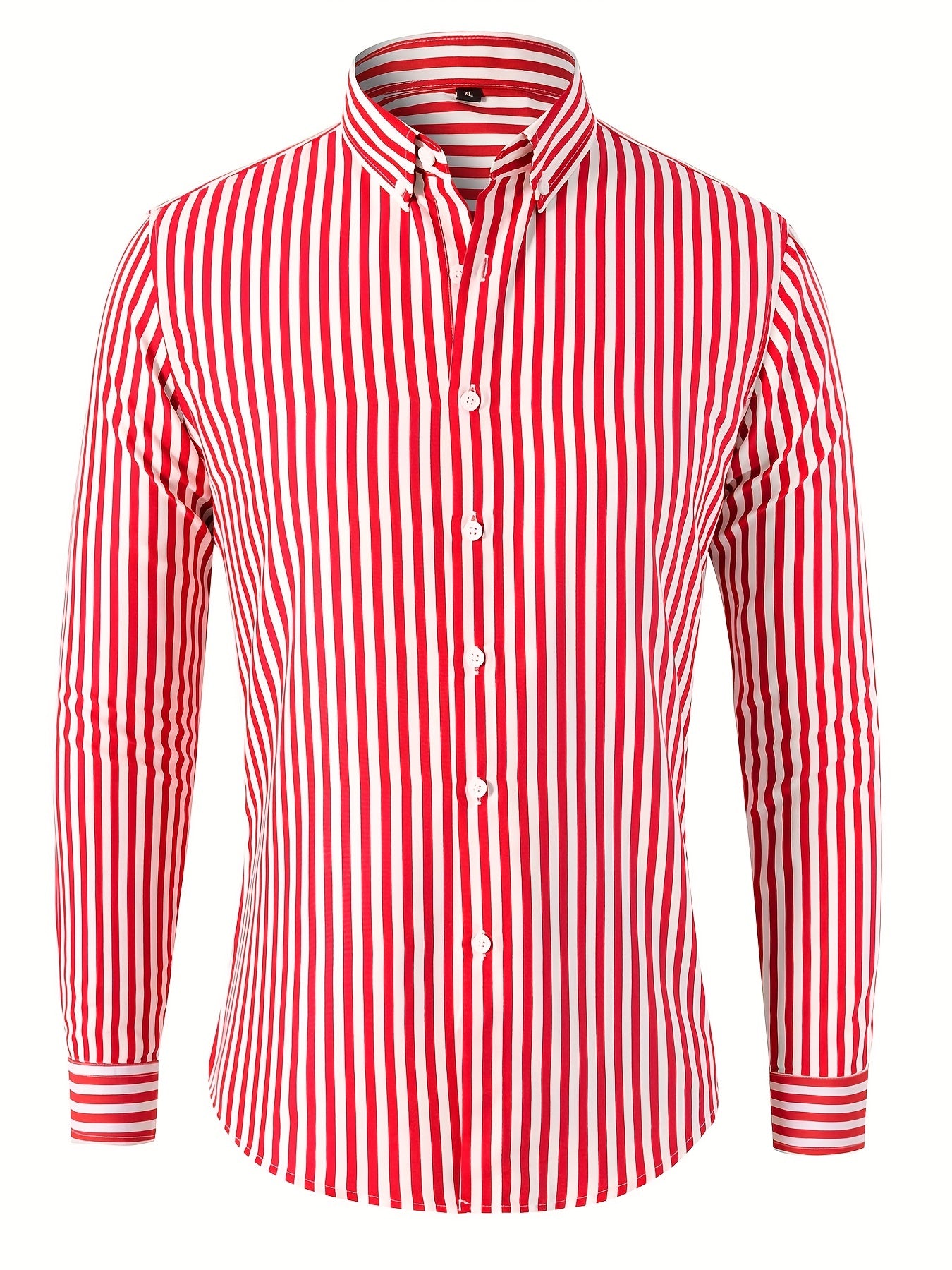 Men's Stripe Print Button Up Shirt