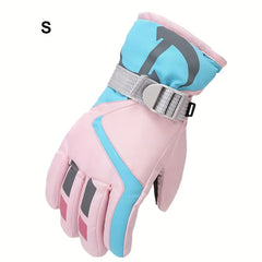 Winter Kids Ski Gloves Waterproof Warm Outdoor Riding Gloves