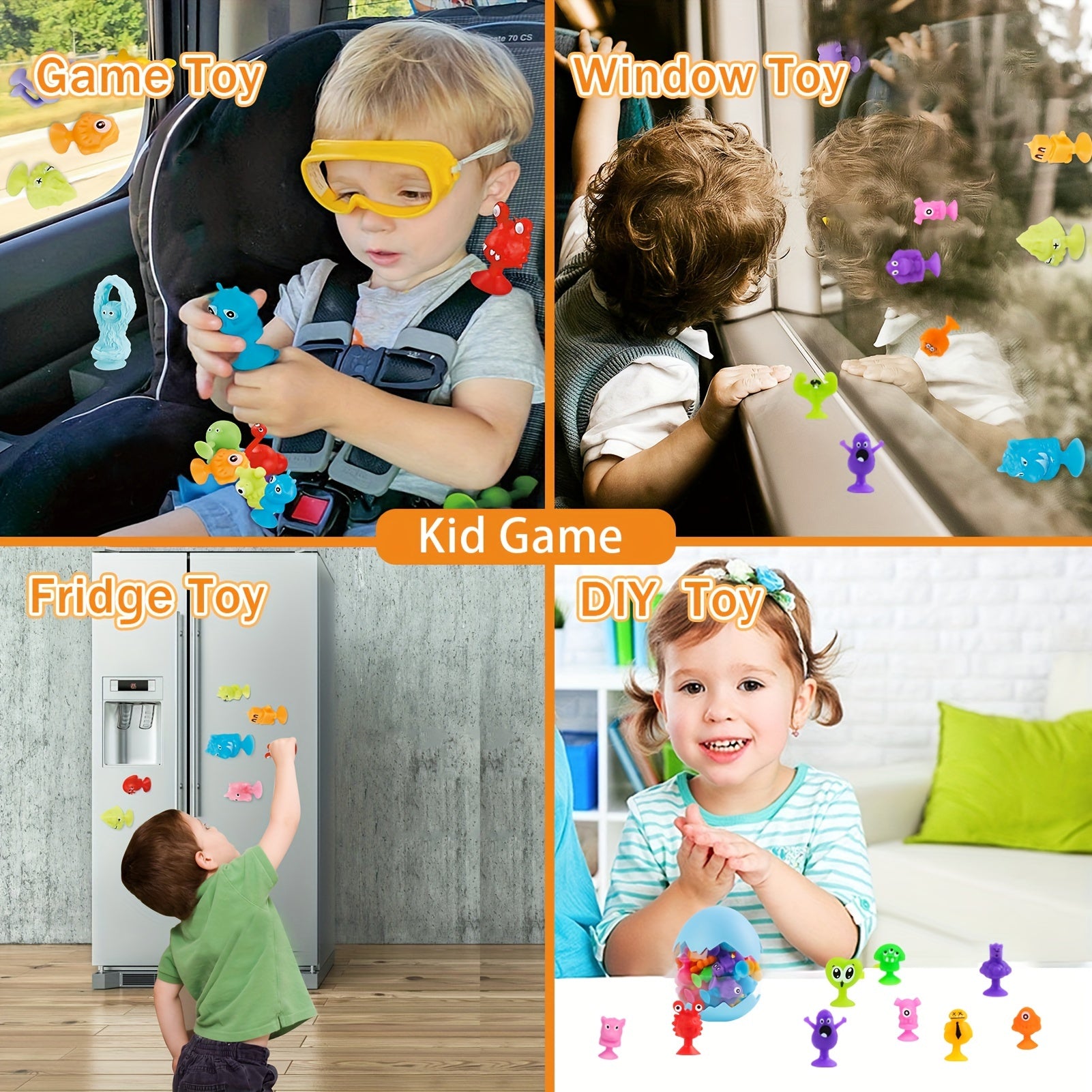 45pcs Mini Monster Suction Cup Toys Stress Relief Window Bath Toys