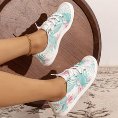 Floral & Leaf Print Canvas Sneakers Low Top Comfy Walking Shoes
