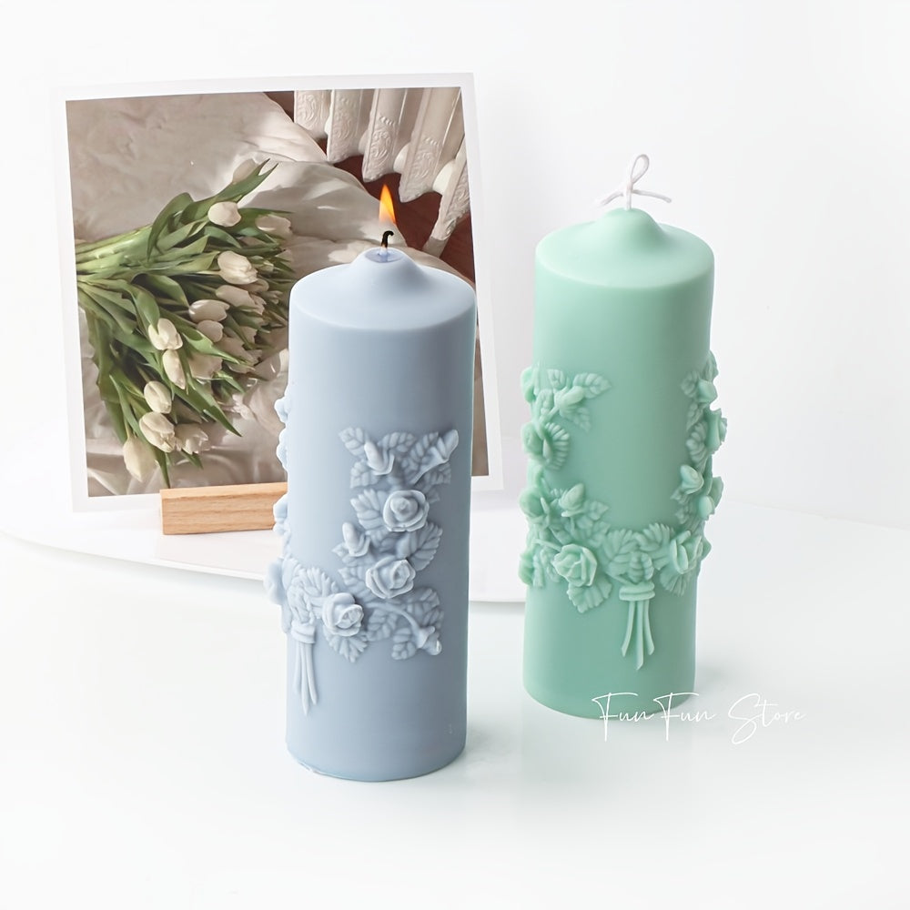 Rose Bouquet Aromatherapy Candle Silicone Mold for DIY Crafts Candle Making