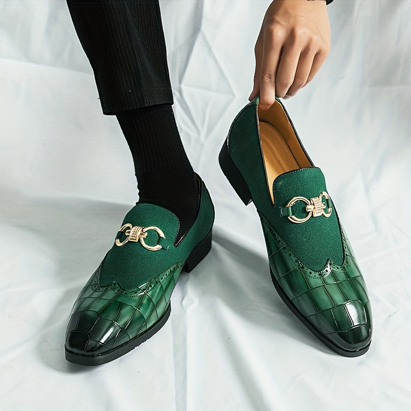 Men's Textured Brogue Loafer Shoes Slip On Comfy Non-slip Shoes