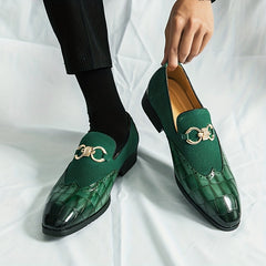 Men's Textured Brogue Loafer Shoes Slip On Comfy Non-slip Shoes