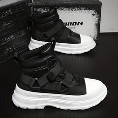 Men's Lace up Boots Casual Walking Shoes With Buckle