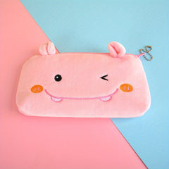 Furry Cartoon Square Storage Bag Animal Stationery Coin Purse Mobile Phone Bag