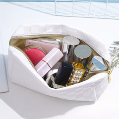 Checkered Pattern Cosmetic Bag For Women Zipper Makeup Bag Travel Toiletry Bag