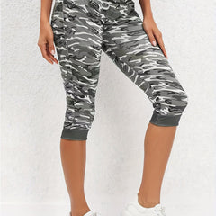 Camouflage Print Skinny Capris Leggings for Women