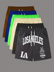 LOS ANGELES Print Men's Street Style Shorts