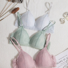 3 Pcs Floral Lace Wireless Push Up Bras Women's Lingerie