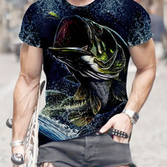 Fish 3D Pattern Print Men's Short Sleeve Tee - Men's Summer Clothes