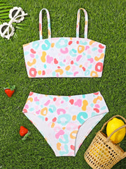 Leopard Print 2pcs Swimsuit Girls Summer Clothes Beach Vacation 4 7y