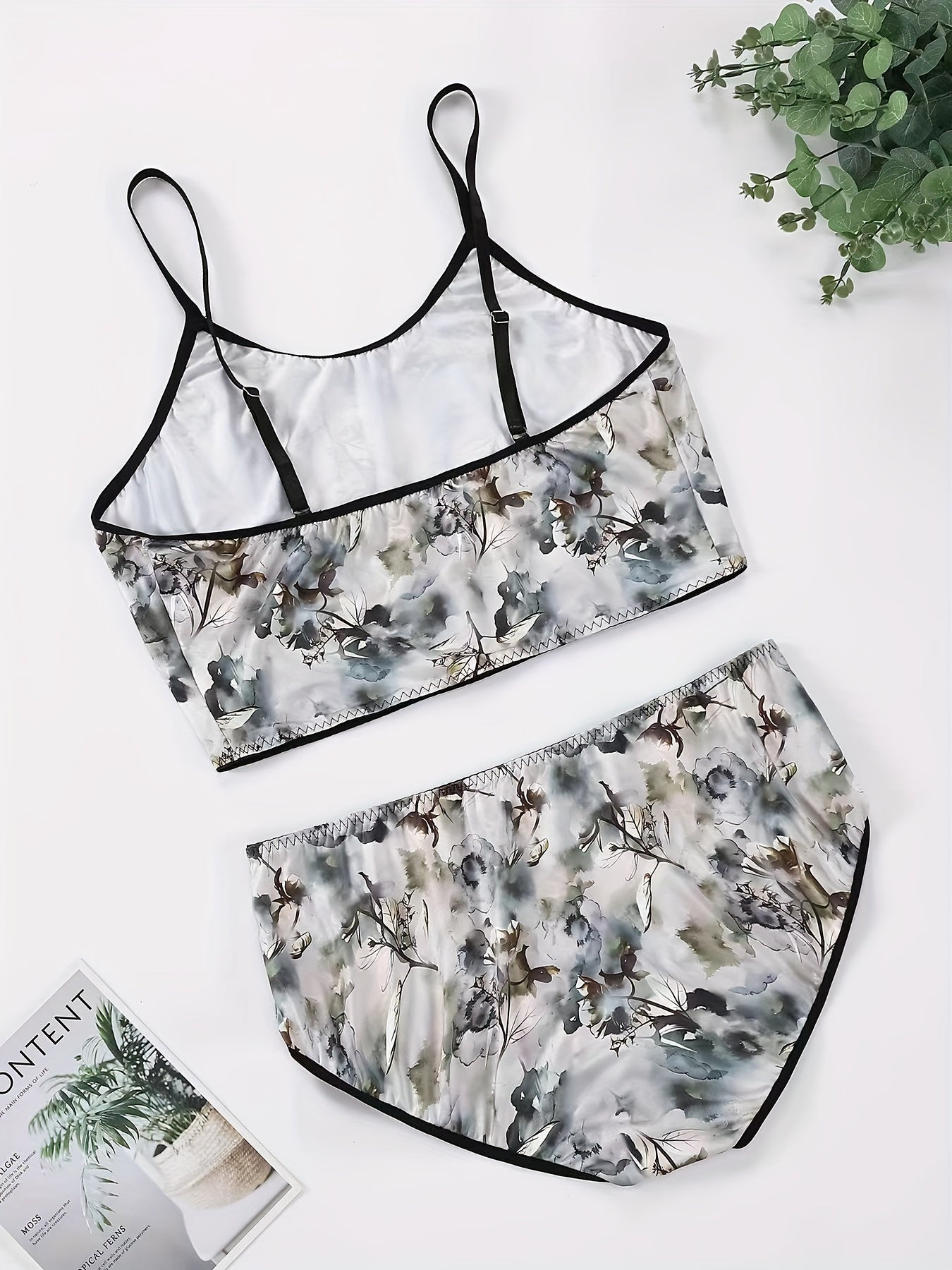 Ink Painting Print Bra & Panty Set