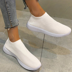 Women's Knit Platform Sneakers Slip On Lightweight Outdoor Shoes