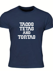 Men's Tacos Print T shirt Casual Tee for Summer Outdoor