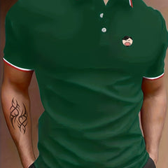 Cartoon Uncle Face Print Men's Lapel Polo Shirt