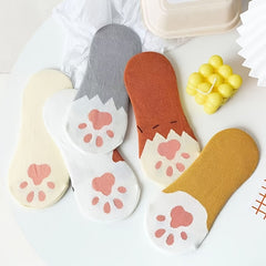5 Pairs Cat Claw Invisible Socks Cartoon Non drop Women's Stocking