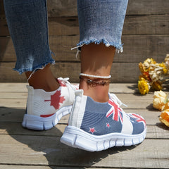 Women's Flag Pattern Sock Shoes Knitted Slip On Sneakers