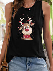 Christmas Deer Print Sleeveless Sports Vest Women's Activewear